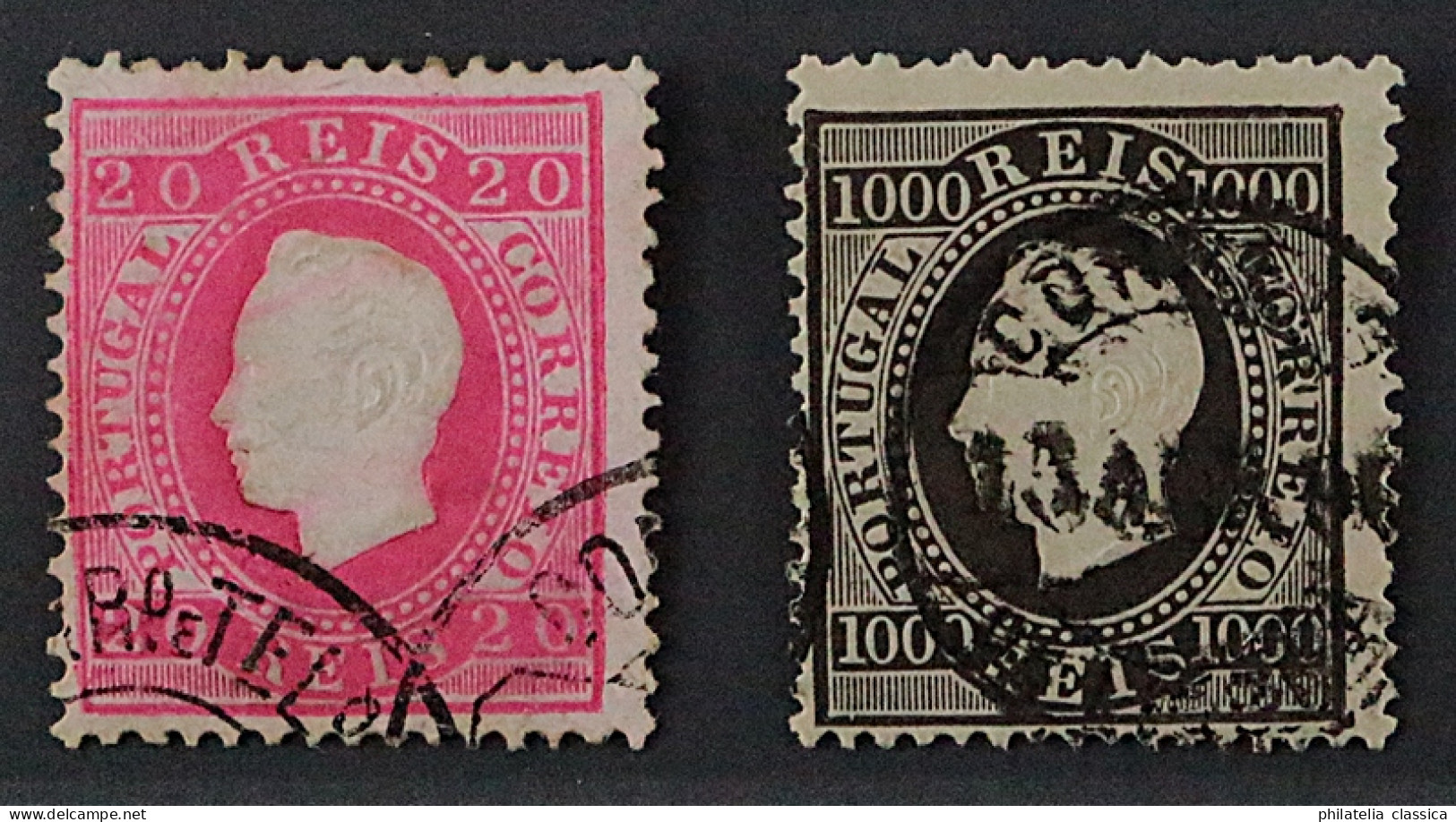 Portugal  60 B + 61 C,  König Luis 20+1000 R. Dabei Seltenen Zähnung, KW 215,- € - Unused Stamps