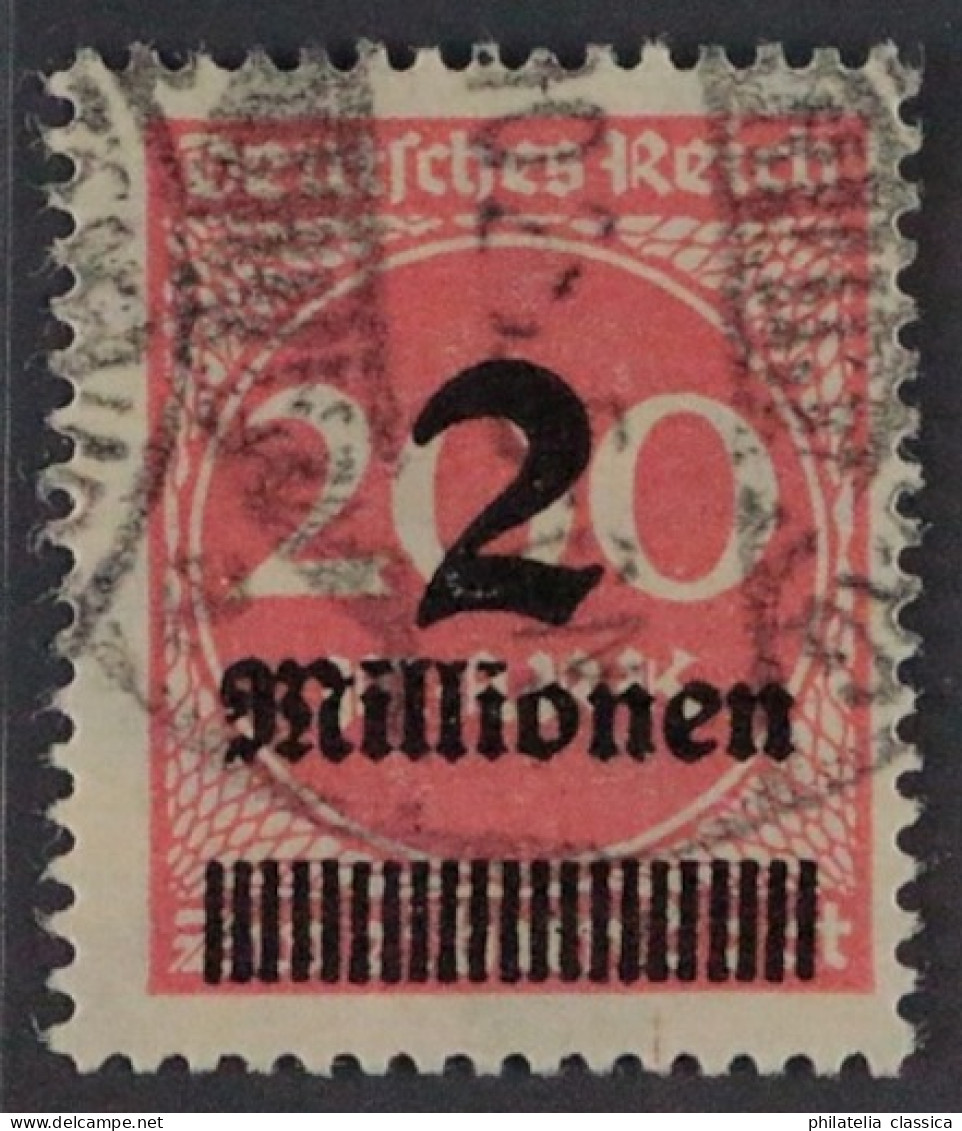 Dt. Reich 309 Y, 2 Mio. Mk. Wasserzeichen LIEGEND, Top-Stück, Geprüft KW 450,- € - Oblitérés