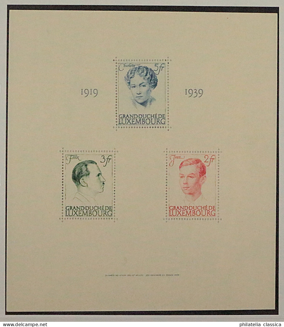 Luxemburg  333-41, Bl. 3 ** Caritas 39, Block + Blockmarken Komplett, KW 220,- € - 1852 Guillermo III