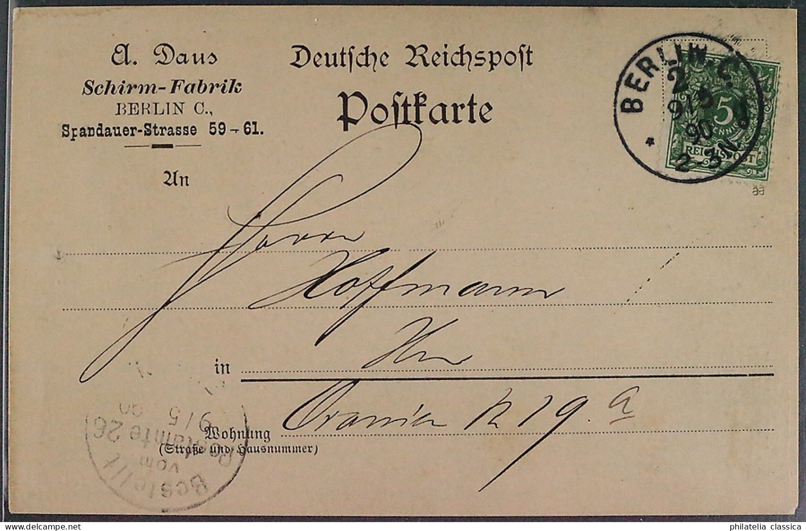 Dt. Reich 46 Aa,  Adler 5 Pfg. Dunkelgrün, Auf Karte, Selten, Geprüft KW 110,- € - Covers & Documents