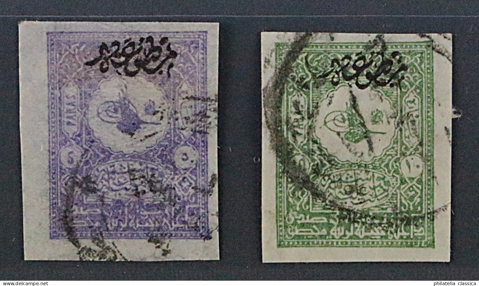 1901, Türkei 94-95 U, 5 + 10 Pa. UNGEZÄHNT Aufdruck MATBUA, Gestempelt, SELTEN - Usados