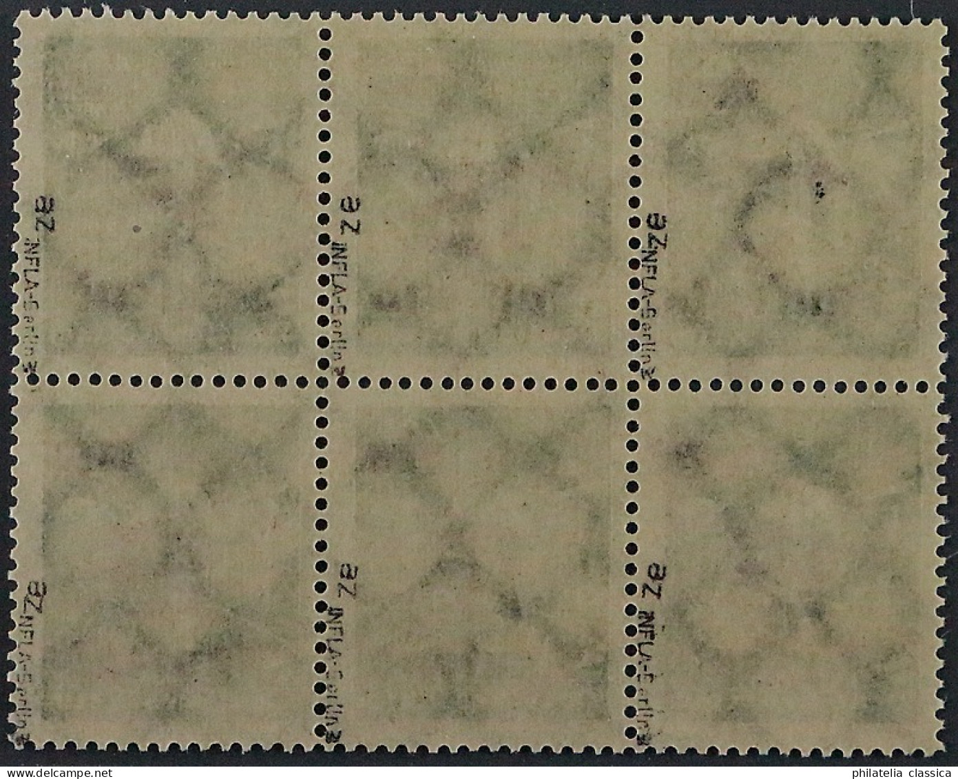 Dt. Reich 279 Az (6) ** 5 T/40 Mk. KARTONPAPIER SECHSERBLOCK, Geprüft KW 240,- € - Unused Stamps
