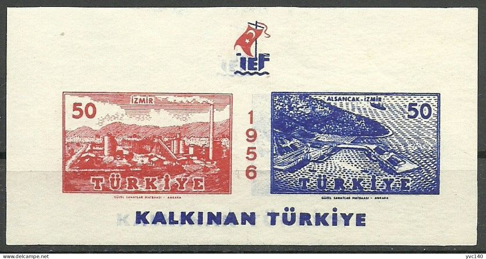 Turkey; 1956 25th Izmir International Fair ERROR "Shifted Blue Color" - Nuovi