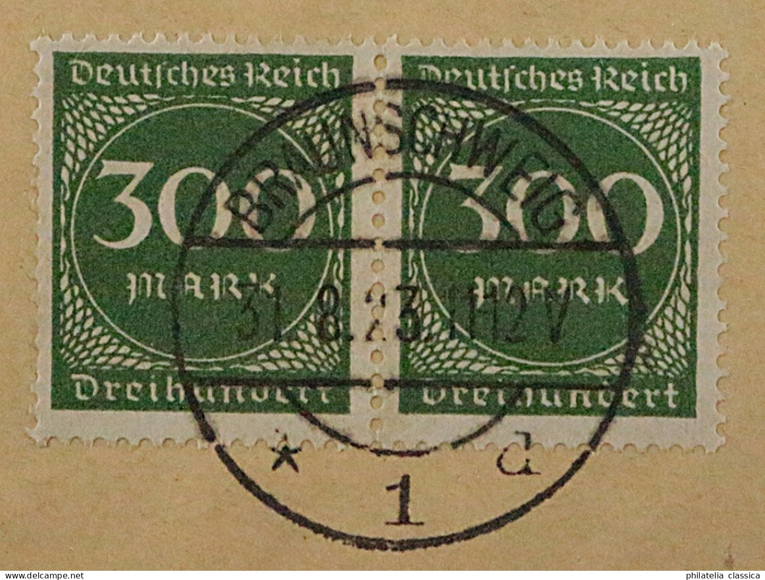 BRAUNSCHWEIG 3 A, Gebührenzettel + Freimarken Auf Drucksache, Fotoattest 550,-€ - 1922-1923 Local Issues