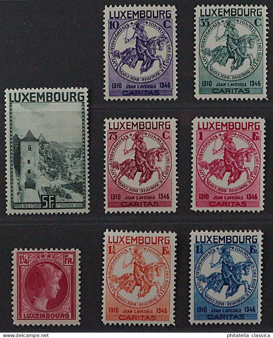 Luxemburg 257-64 ** Jahrgang 1934 Alle Ausgaben Komplett, Postfrisch, KW 211,- € - 1852 Guillermo III