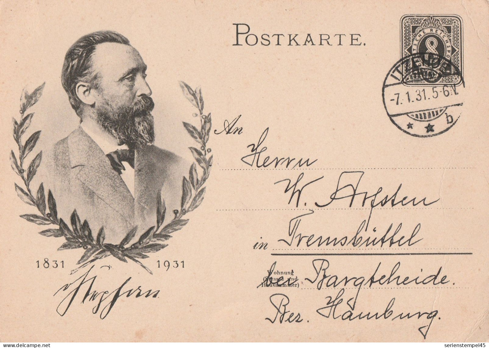 Deutsches Reich Ganzsache Mit Tagesstempel Itzehoe 1931 Nach Tremsbüttel Bei Bargteheide - Briefkaarten