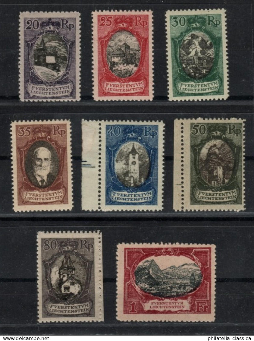1921, LIECHTENSTEIN 53-60 ** Freimarken, 8 Werte Komplett, Postfrisch, 850,-€ - Neufs