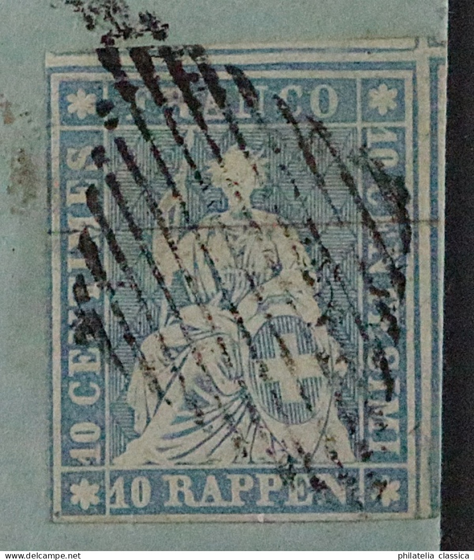 SCHWEIZ 14 II Bzo, (SBK 23 E), 10 Rp.Seidenpapier Auf Brief, Fotoattest 700,-€ - Brieven En Documenten