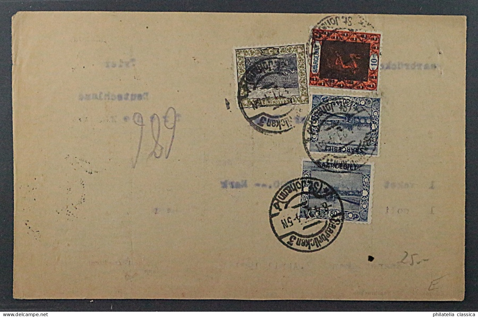 1921, SAAR 62 A, Landschaften 80 Pfg. Auf Zoll-Inhalts-Erklärung, Sehr SELTEN - Briefe U. Dokumente