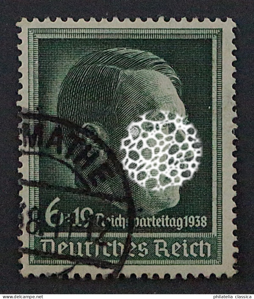 1938, Deutsches Reich 672 Y, Hitler, RIFFELUNG WAAGERECHT, Selten,geprüft 200,-€ - Gebruikt