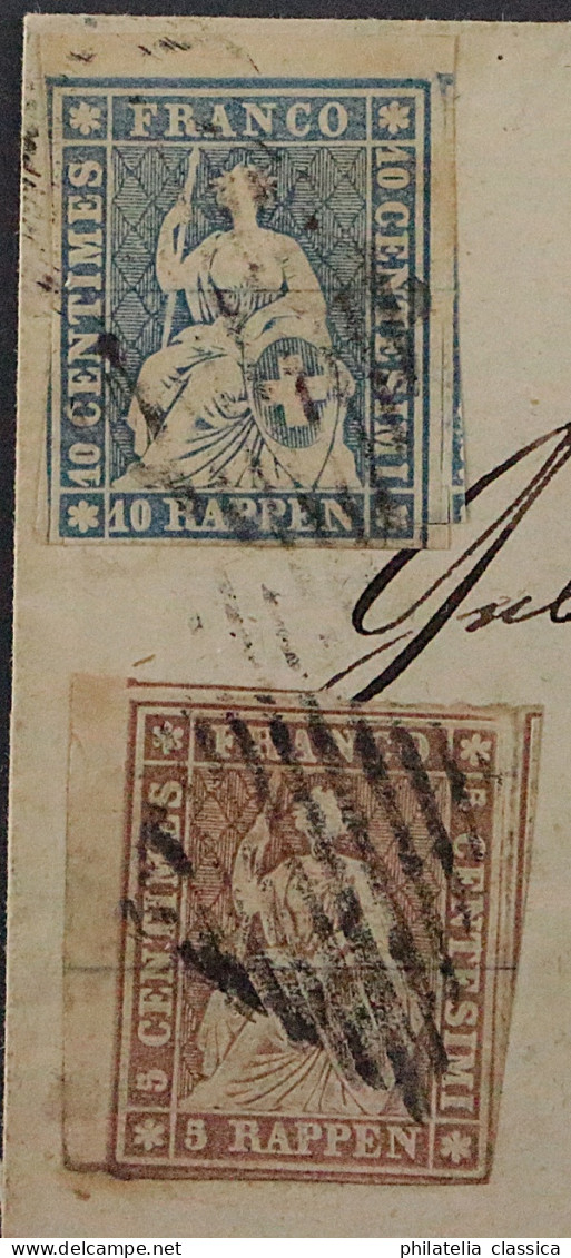SCHWEIZ 14 IIazm SEIDENPAPIER + 13 IIaym Auf Nachnahme-Brief, Geprüft 1740,-€ - Storia Postale