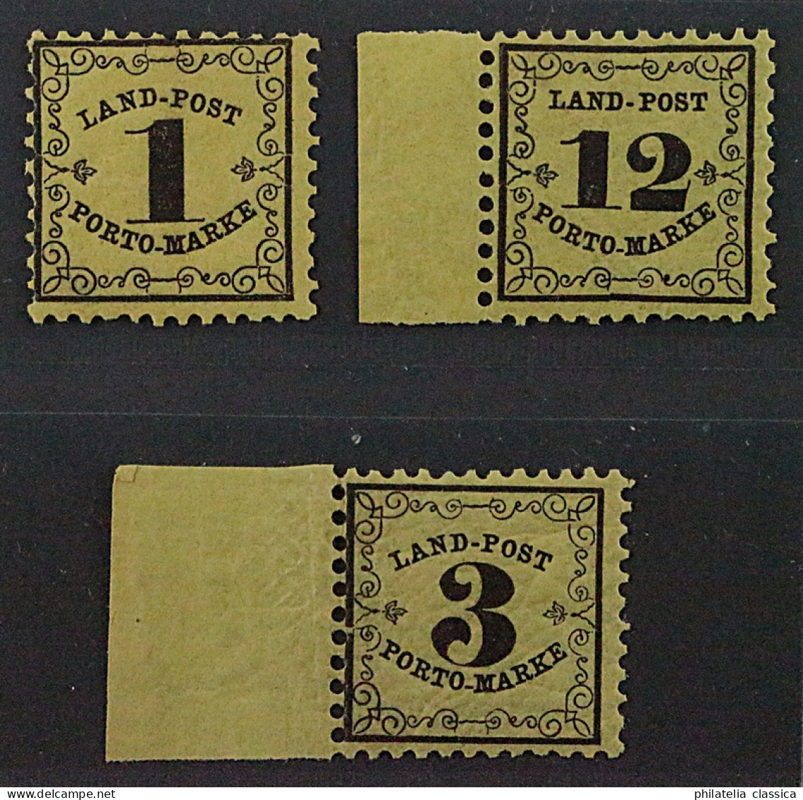 1862, BADEN Landpost 1-3 X ** 1-12 Kr. Komplett Postfrisch, TOP-Qualität, 118,-€ - Nuovi
