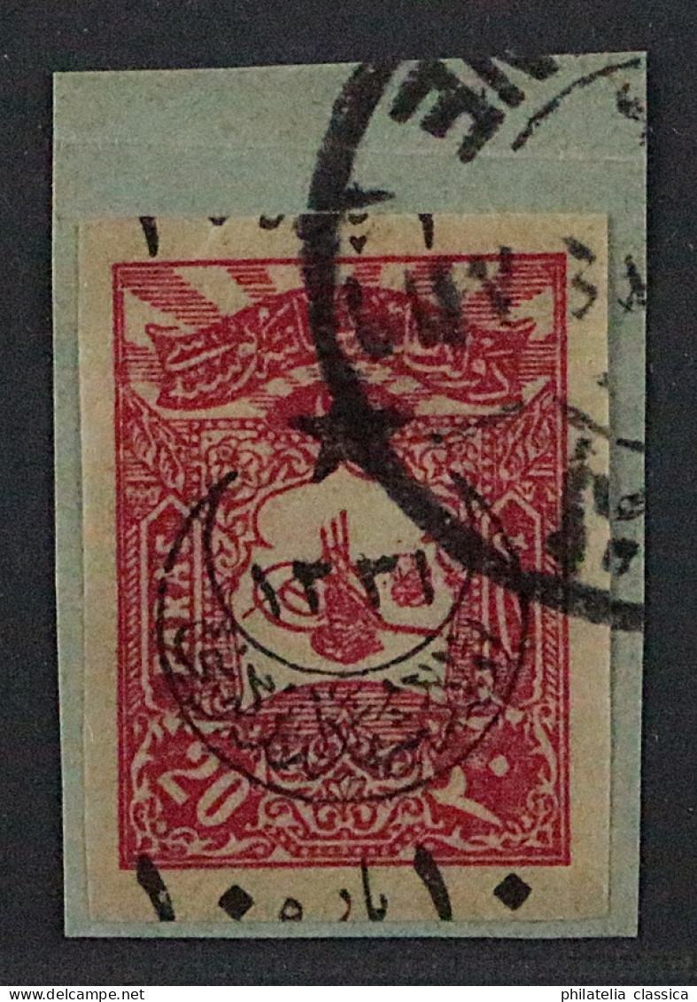 1916, TÜRKEI 360 U, Kriegswaisen Stern Fünfstrahlig, 20 Pa. UNGEZÄHNT Briefstück - Used Stamps