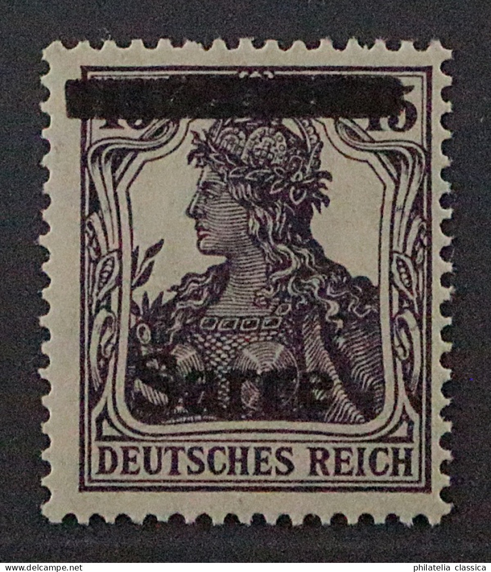 1920, SAAR 7 I F II ** Germania 15 Pfg. FEHLAUFDRUCK, Postfrisch, Geprüft 200,-€ - Unused Stamps