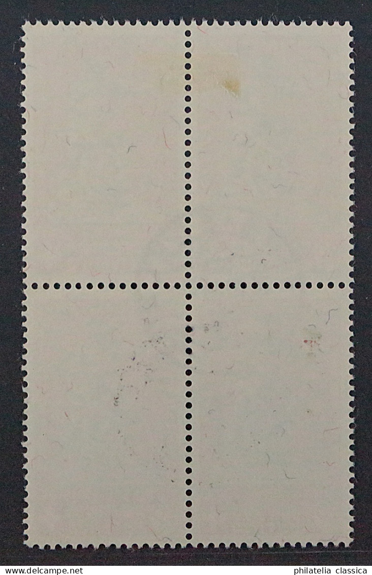 SCHWEIZ 368 (SBK B7), Geänderter Sockel Viererblock Zentr. Gestempelt, 400,-SFr - Gebraucht
