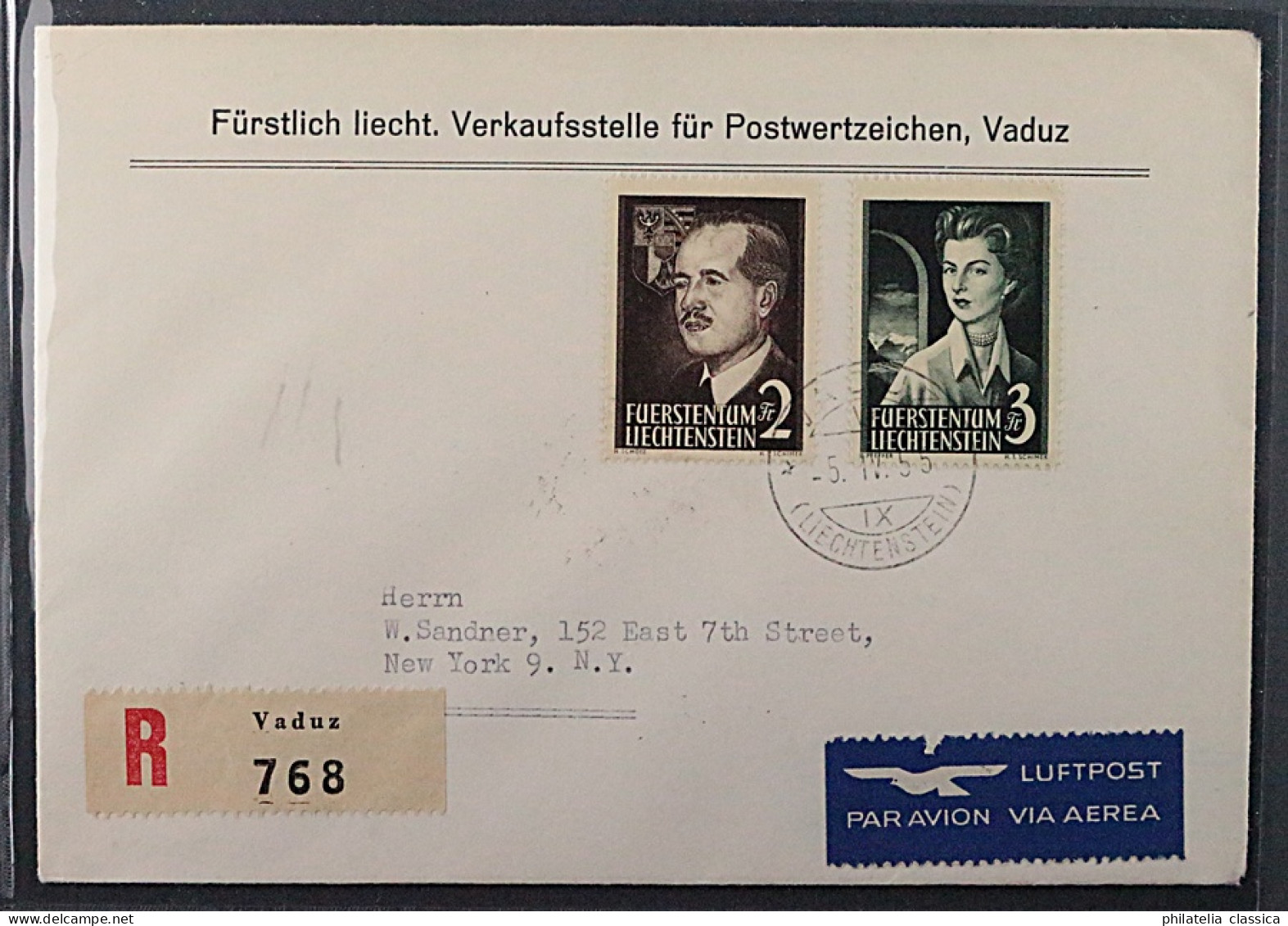 1955, LIECHTENSTEIN 332-33 FDC Fürstenpaar 2+3 Fr. Auf ERSTTAGSBRIEF, 500,-€ - Brieven En Documenten