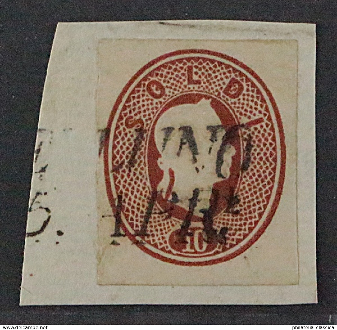 Lombardei 1861, Kuvertausschnitt 10 So. Auf Briefstück, Fotobefund KW 600,- € - Lombardy-Venetia