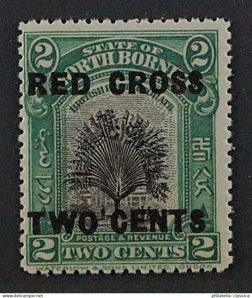 1918, NORDBORNEO 163 II ** Rotes Kreuz, Weiter Abstand, 13 Mm, SELTEN, 240,-€ - Bornéo Du Nord (...-1963)