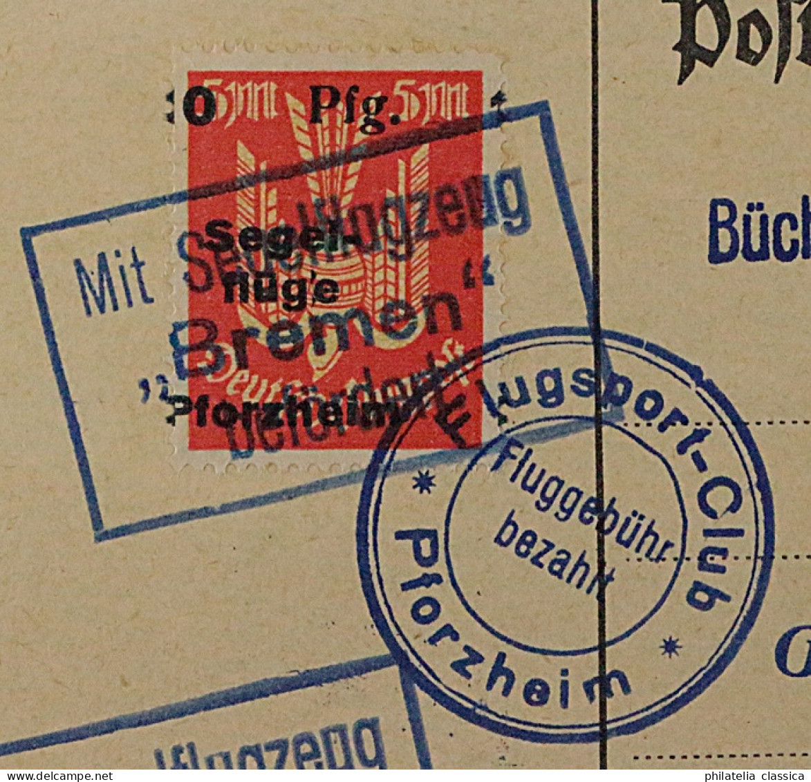 Flugmarke 13 D, Segelflüge Büchelberg 5 Mk. Mit Abart Auf Karte, KW 150,- € ++ - Emergency Issues British Zone