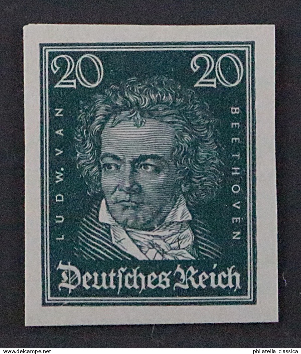 Deutsches Reich 392 U **  20 Pfg. UNGEZÄHNT, Postfrisch, SELTEN, Geprüft 2600,-€ - Unused Stamps