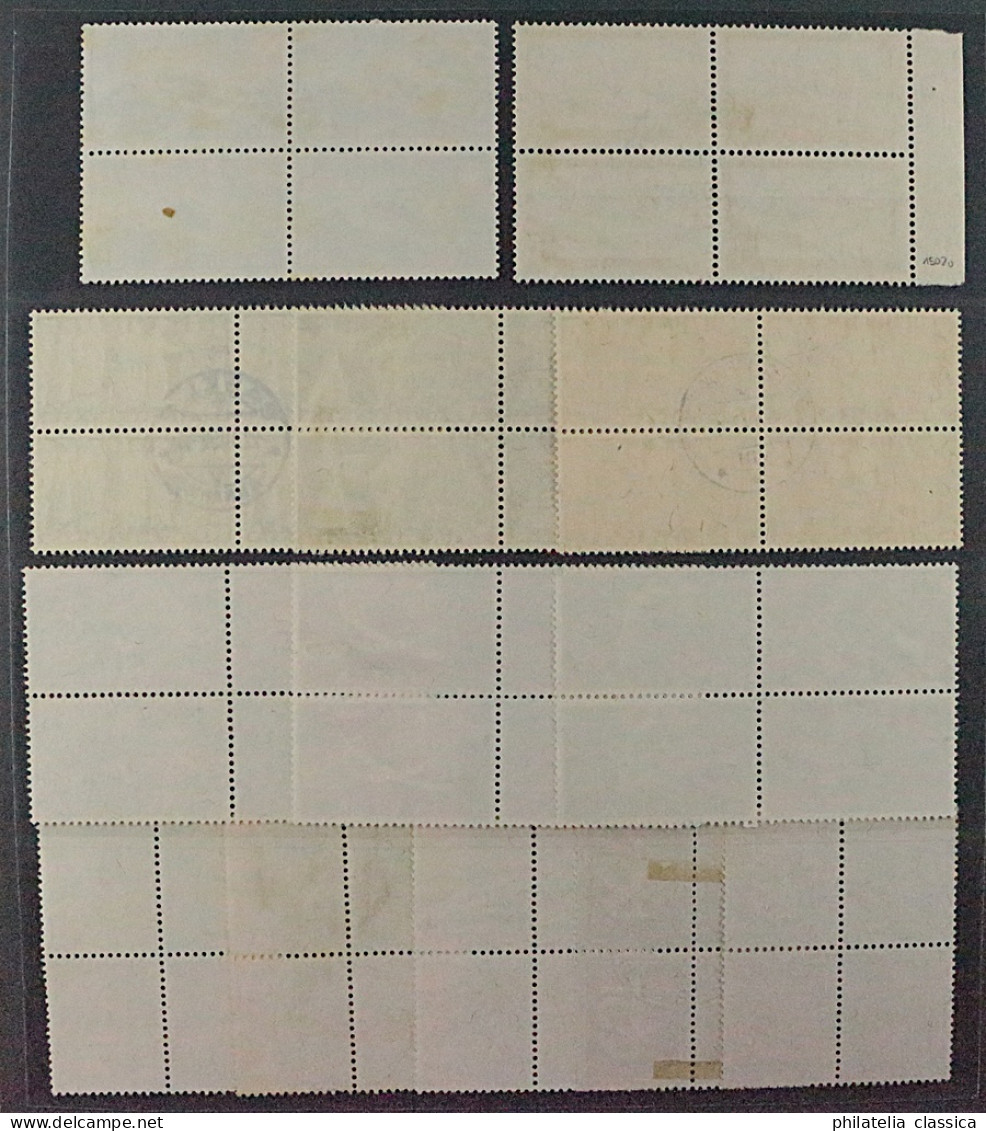 SCHWEIZ 1931/50, 15 Versch. Hochwertige VIERERBLOCKS, Zentrum-Stempel, 473,-SFr - Used Stamps