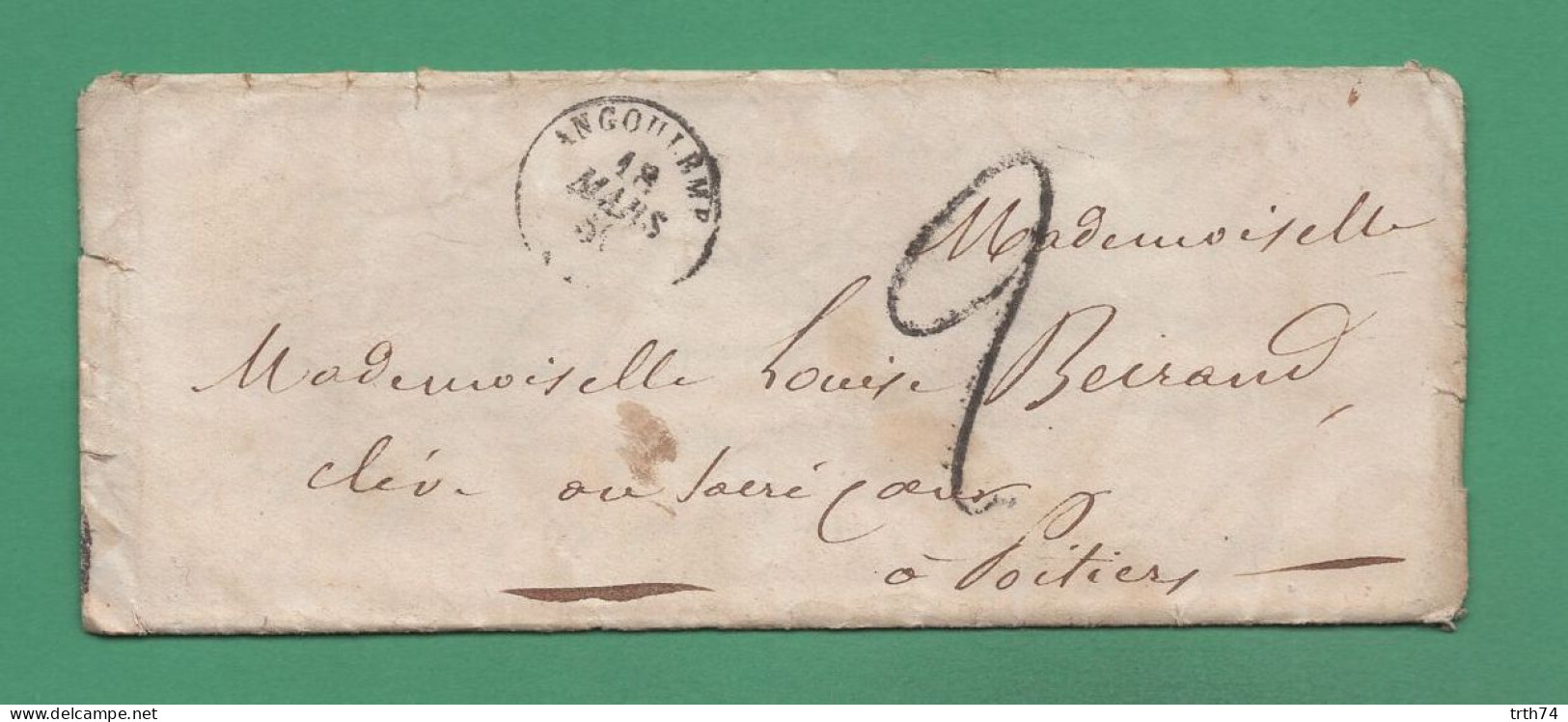 Cachet Angoulême Charente 18 Mars 1850 Sur Lettre à Destination De Poitiers Au Sacré Cœur - Ohne Zuordnung