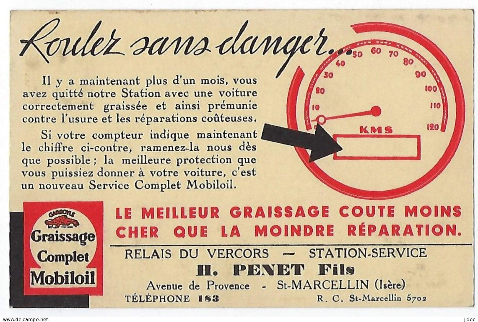 CPA 38 Saint Marcellin Rare Carte Publicitaire Station Service Avenue De Provence Vinay St Vérand Roybon Chatte La Sône - Saint-Marcellin