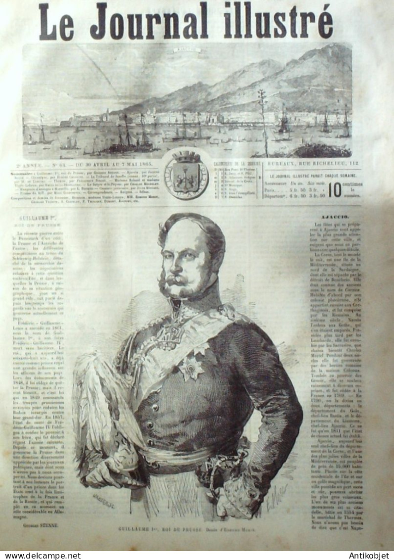 Le Journal Illustré 1865 N°64 Algérie Pirates Du Riff Ajaccio (20) Marseille (13)  Guillaume 1er - 1850 - 1899