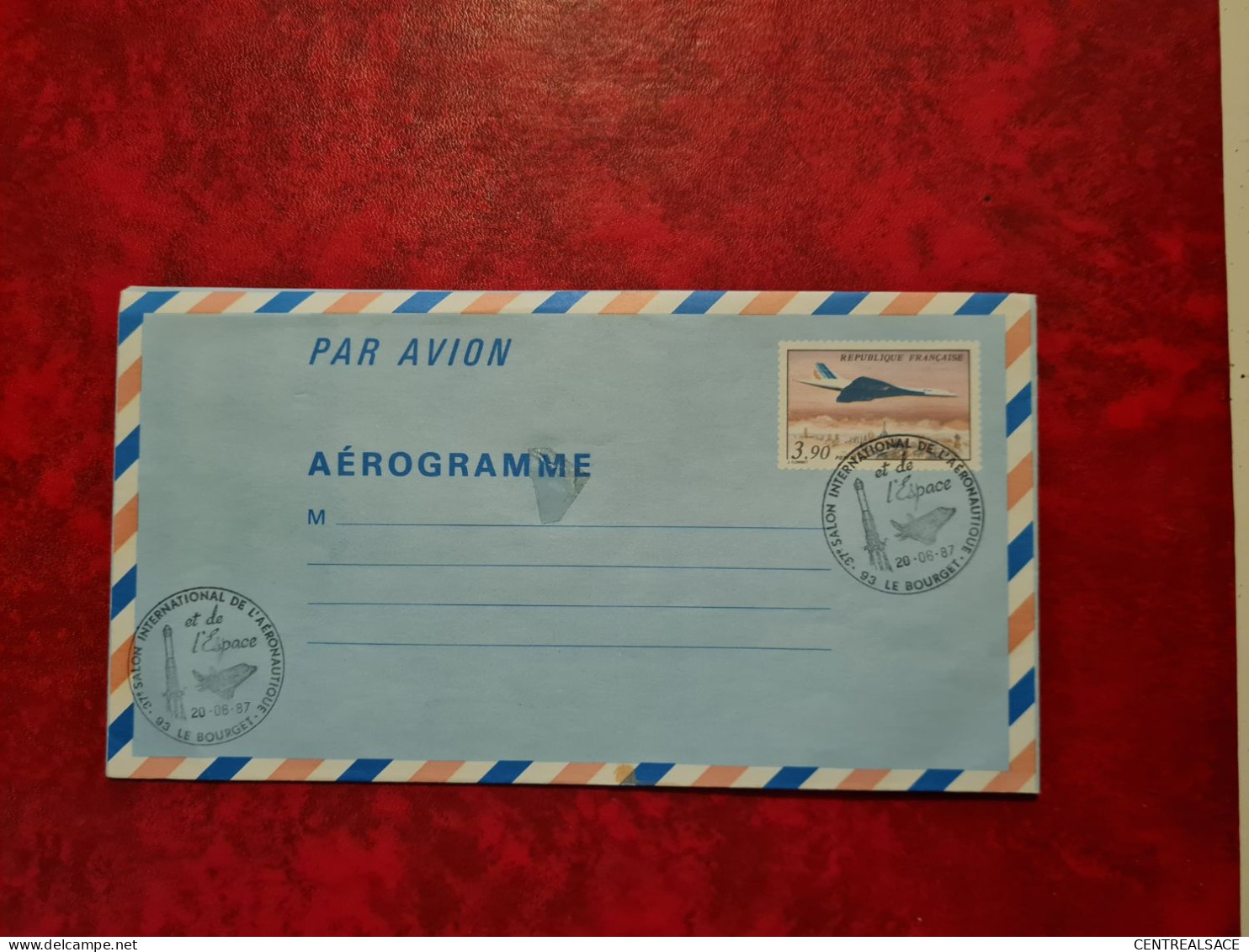 AEROGRAMME 1987 CONCORDE LE BOURGET 37° SALON AERONAUTIQUE - Aerograms