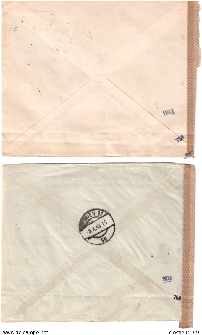 Deux (2) Lettres De Censure (1 Mit Luftpost), N° 759 / 1012  Sofia Wien /1943 - Brieven En Documenten