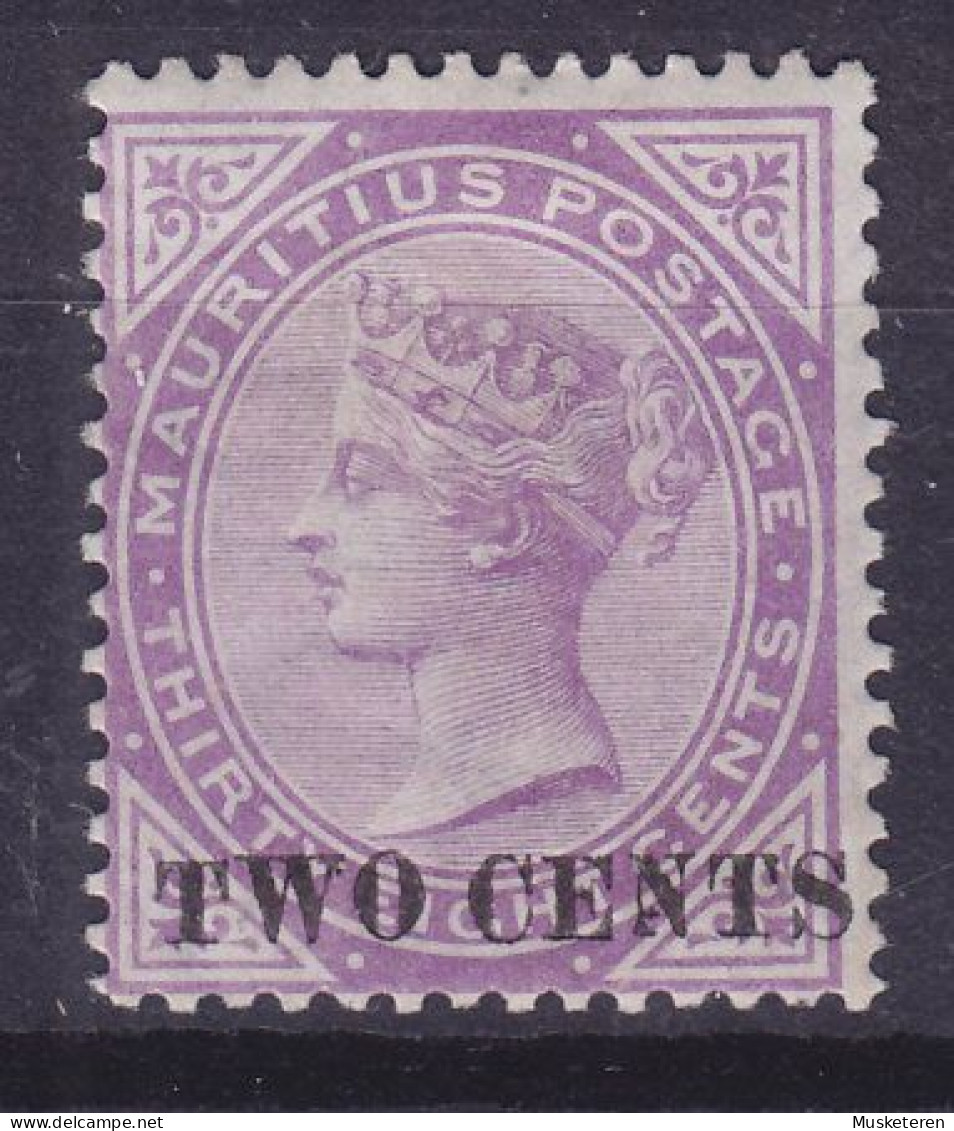 Mauritius 1891 Mi. 74, TWO CENTS/38c. Queen Victoria Overprinted Aufdruck ERROR Variey 'Lower T' In 'TWO'', MH* - Mauritius (...-1967)