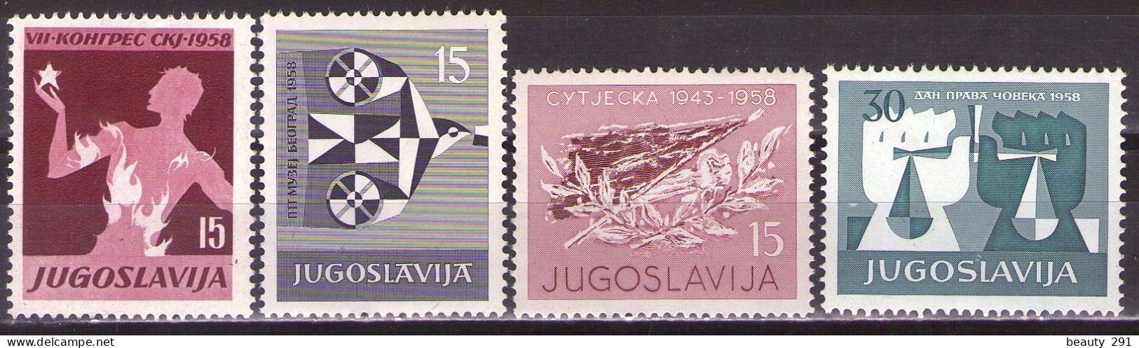 Yugoslavia 1958 - LOT - Mi 841,851,852,870 - MNH**VF - Ungebraucht