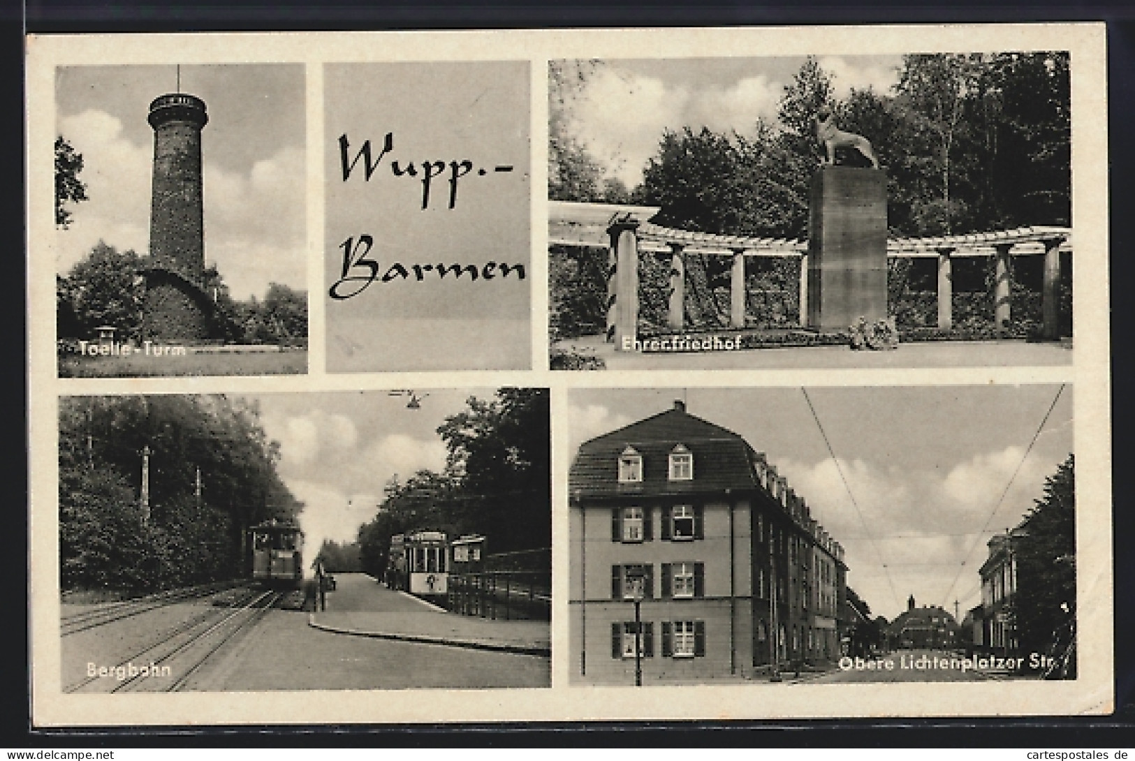 AK Wuppertal-Barmen, Bergbahn, Ehrenfriedhof, Obere Lichtenplatzer Strasse  - Wuppertal