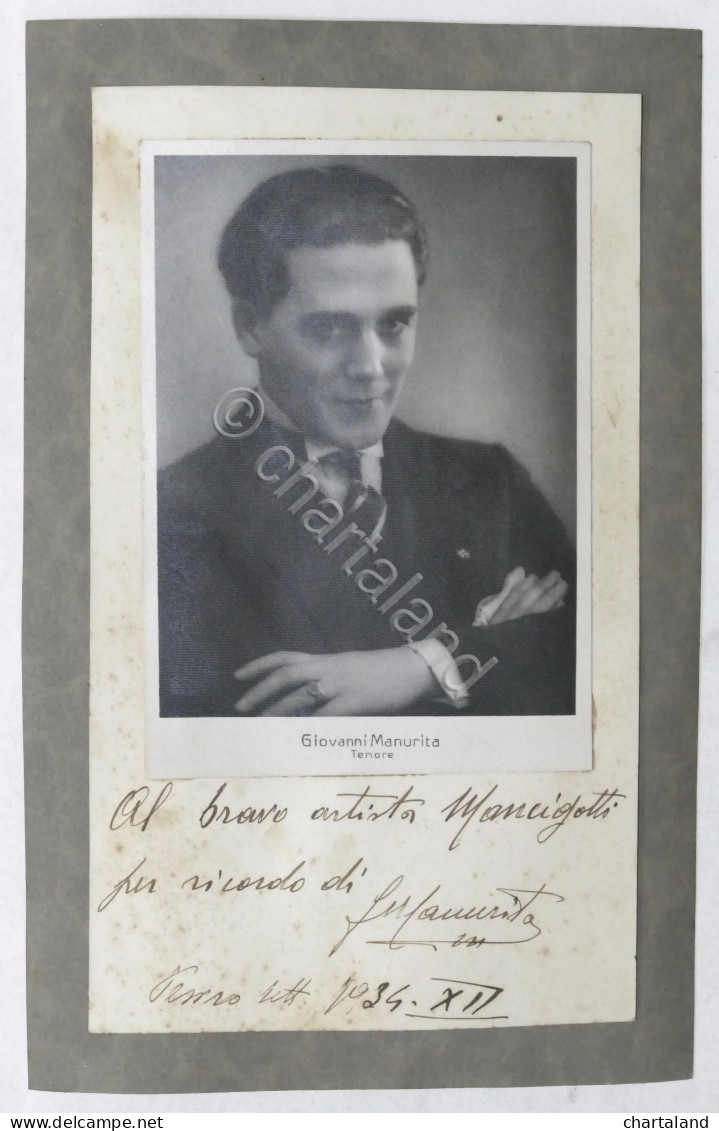 Fotografia Con Autografo Del Tenore Giovanni Manurita - 1934 - Andere & Zonder Classificatie