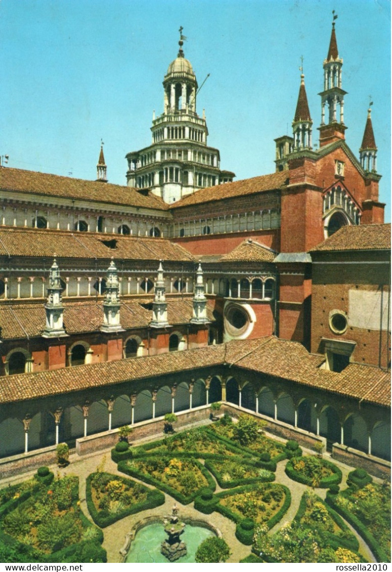 CARTOLINA ITALIA 1970 PAVIA CERTOSA CHIOSTRO PICCOLO E TIBURIO  Italy Postcard ITALIEN Ansichtskarten - Pavia