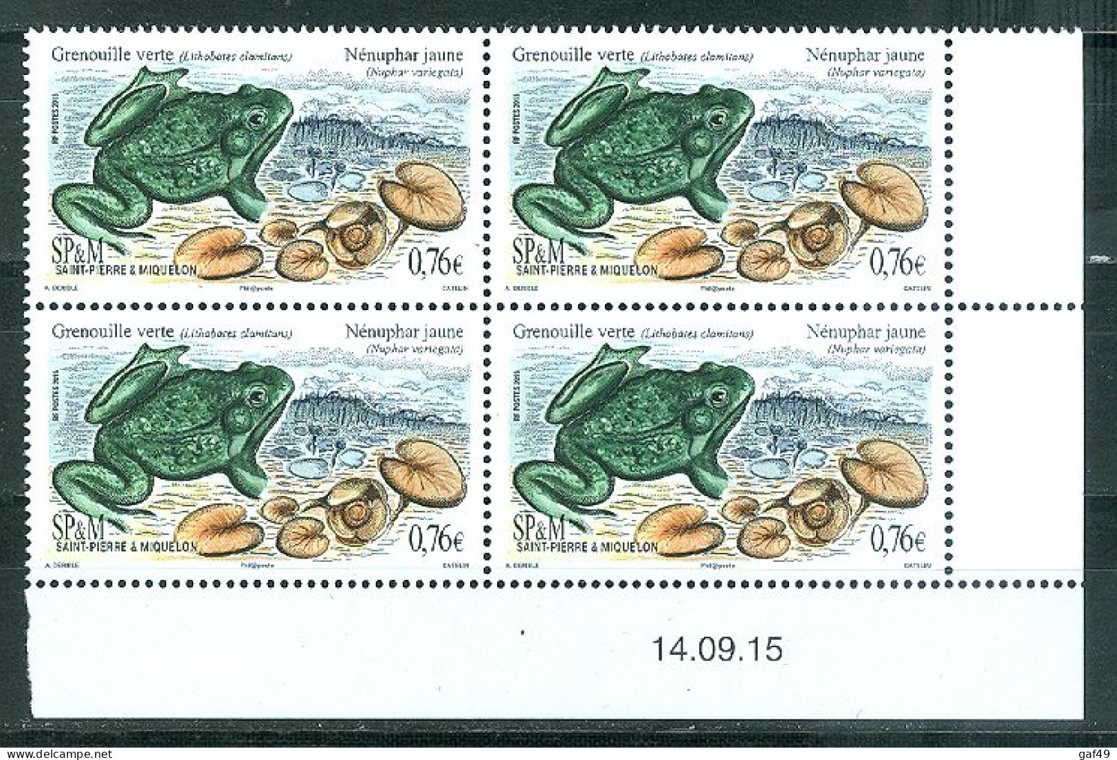 S.P.M Faune Flore N° Y&T 1141** Grenouille Verte CD4 Du 14/09/15 Neuf Sans Charnière Fraicheur Postale - Unused Stamps