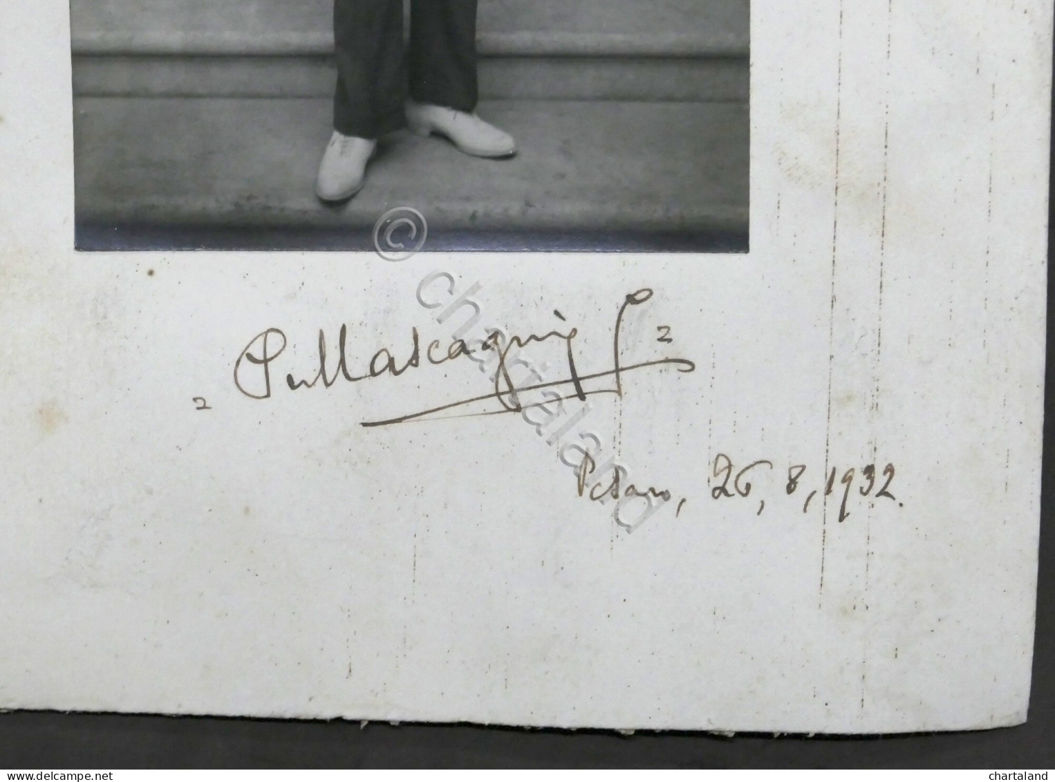 Fotografia Con Autografo Del Compositore Pietro Mascagni - 1932 - Autres & Non Classés