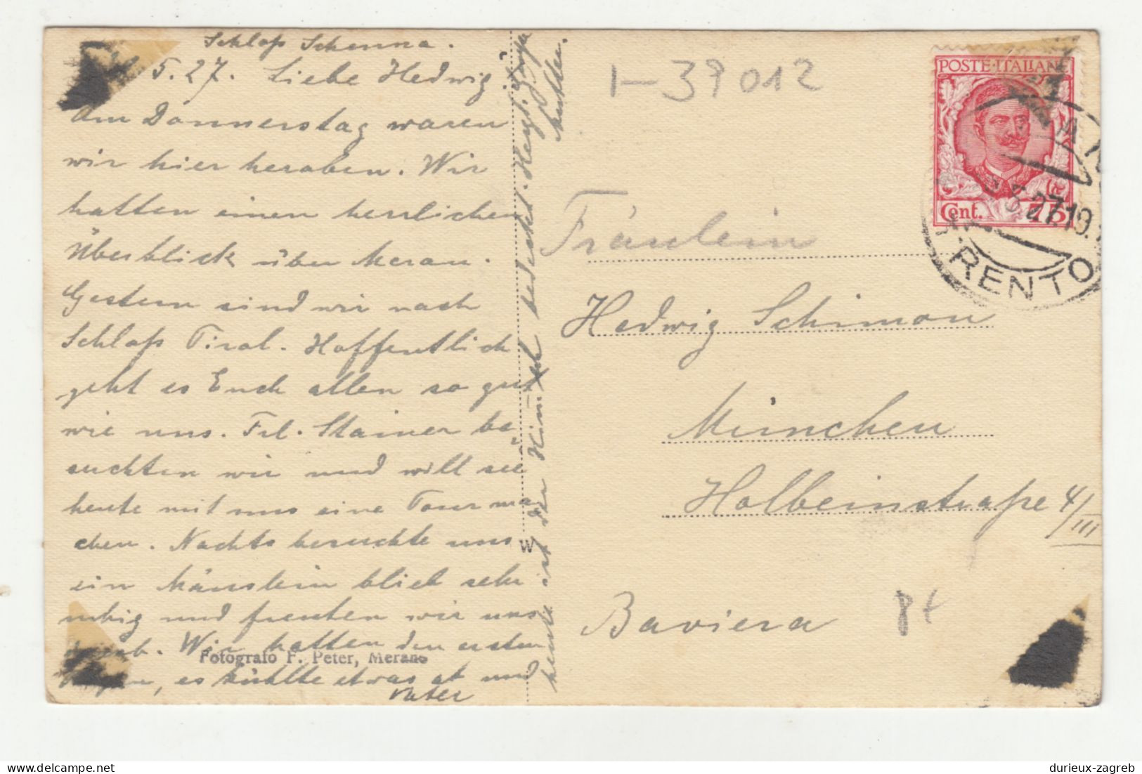 Schenna Merano Old Postcard Posted 1927 B240503 - Merano