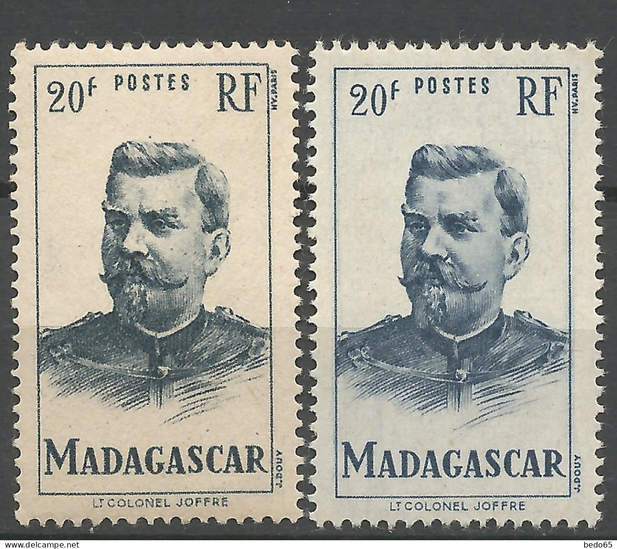 MADAGASCAR  N° 317 Et 317 Fond Bleuté NEUF** SANS CHARNIERE NI TRACE / Hingeless  / MNH - Unused Stamps