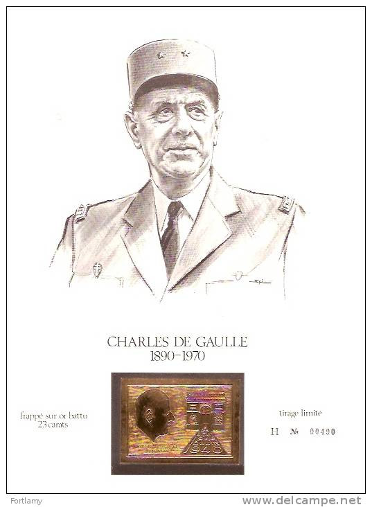 GENERAL DE GAULLE SOUVENIR TIRAGE LIMITE - De Gaulle (Generaal)