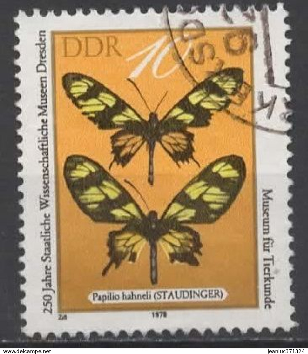 ALLEMAGNE (RDA) N° 2038 O Y&T 1978 250 E Anniversaire Du Musée Des Sciences De Dresde (papillons) - Oblitérés