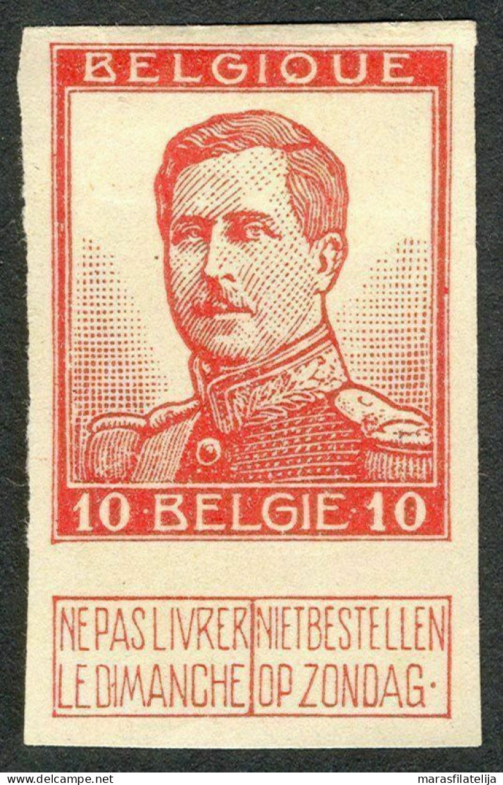 Belgium, Belgien, 1912, King Albert, 10c Proof, Imperforated Without Gum - Autres & Non Classés