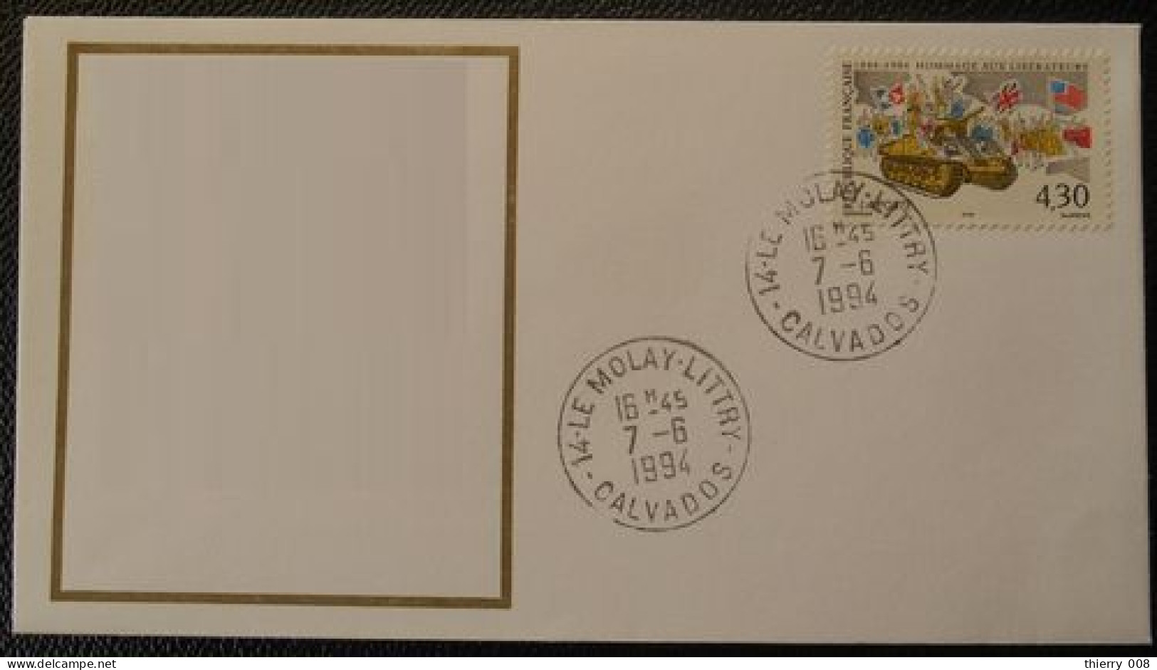 L037 Cachet Temporaire Le Molay Littry 14 Calvados Débarquement 7 Juin 1994 - Manual Postmarks