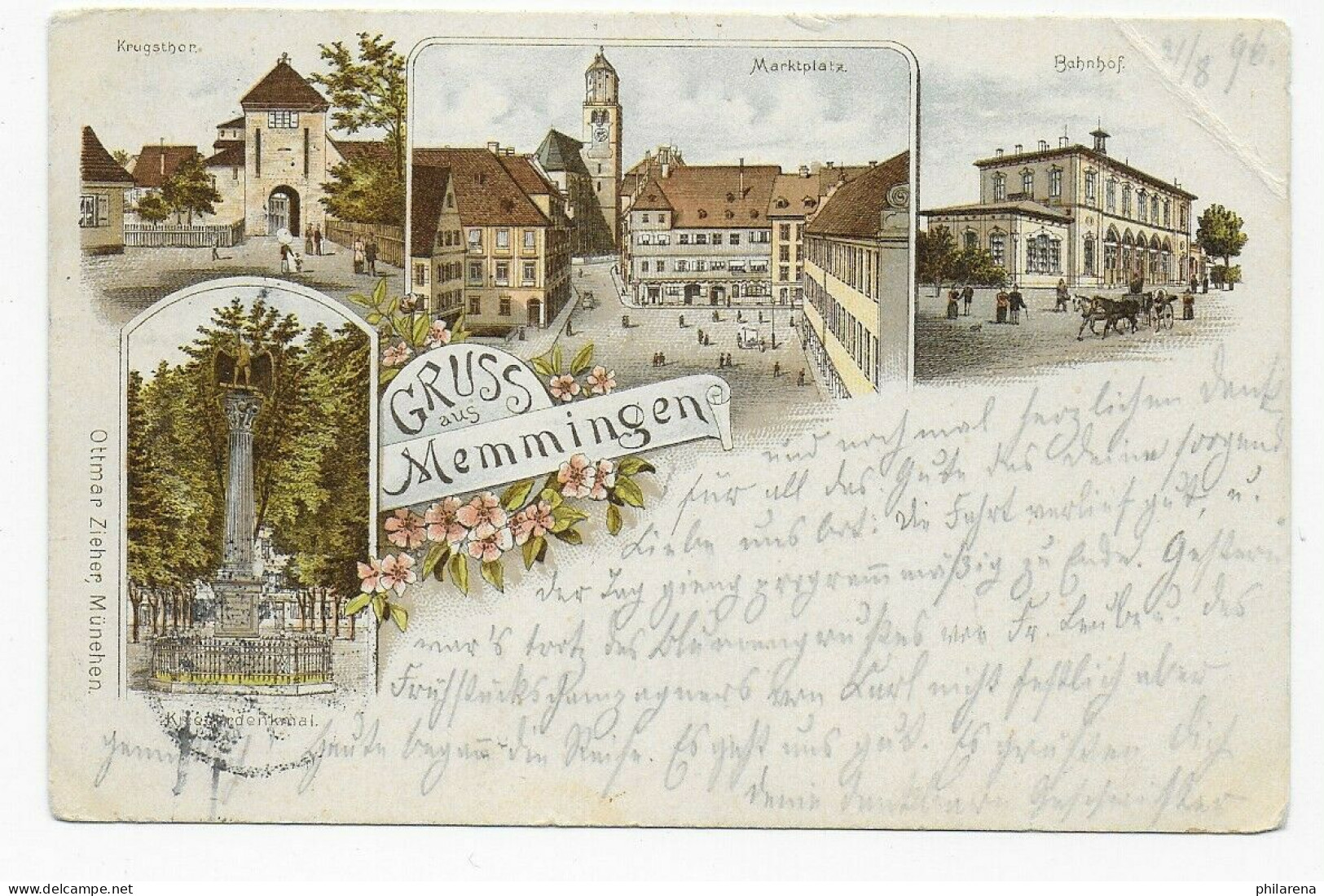 Ansichtskarte Gruß Aus Memmingen, 1895, Eckbug - Lettres & Documents