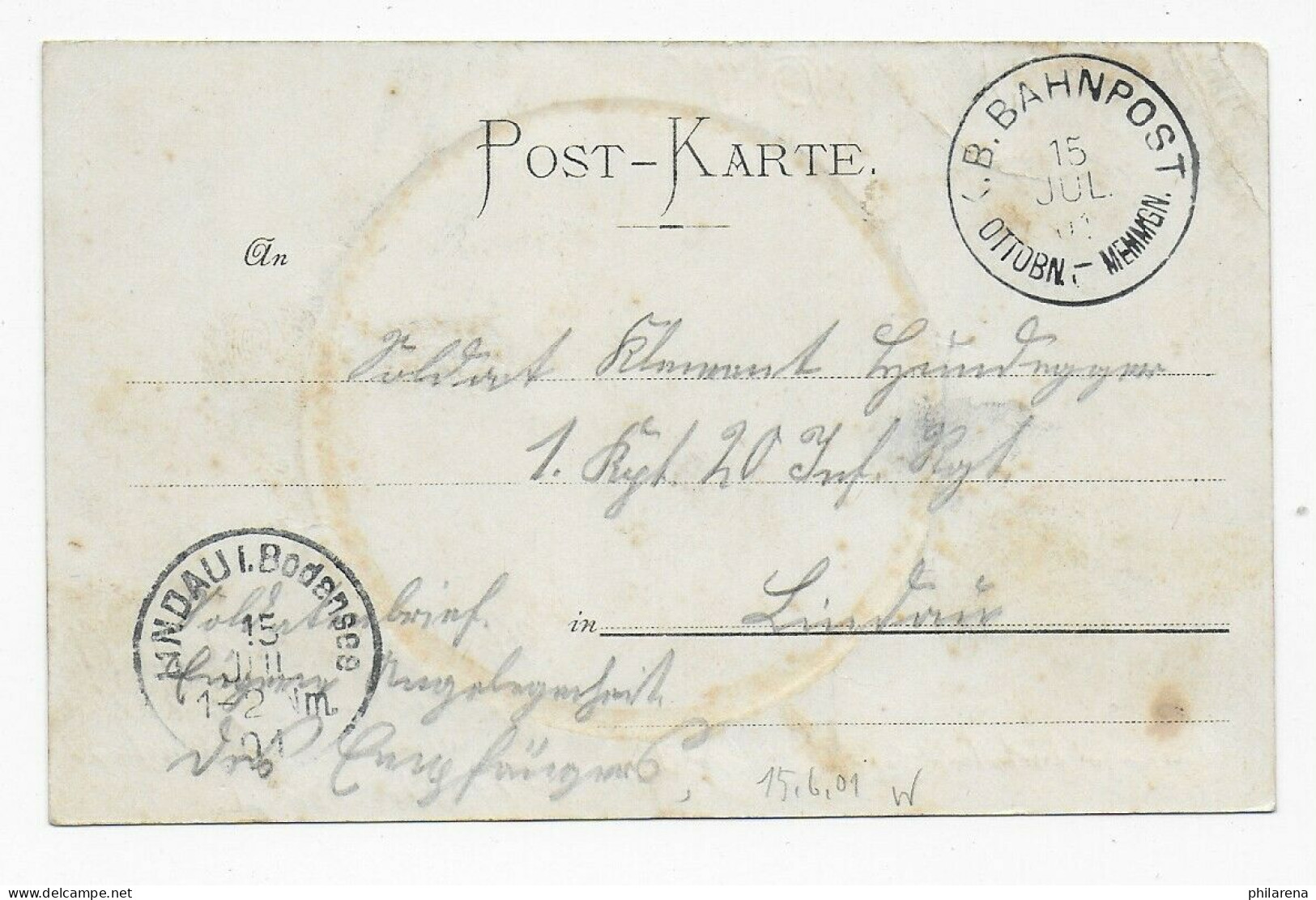 Ansichtskarte Gruss Aus Hawangen, 1901 Bahnpost Ottobeuren-Memmingen Nach Lindau - Brieven En Documenten