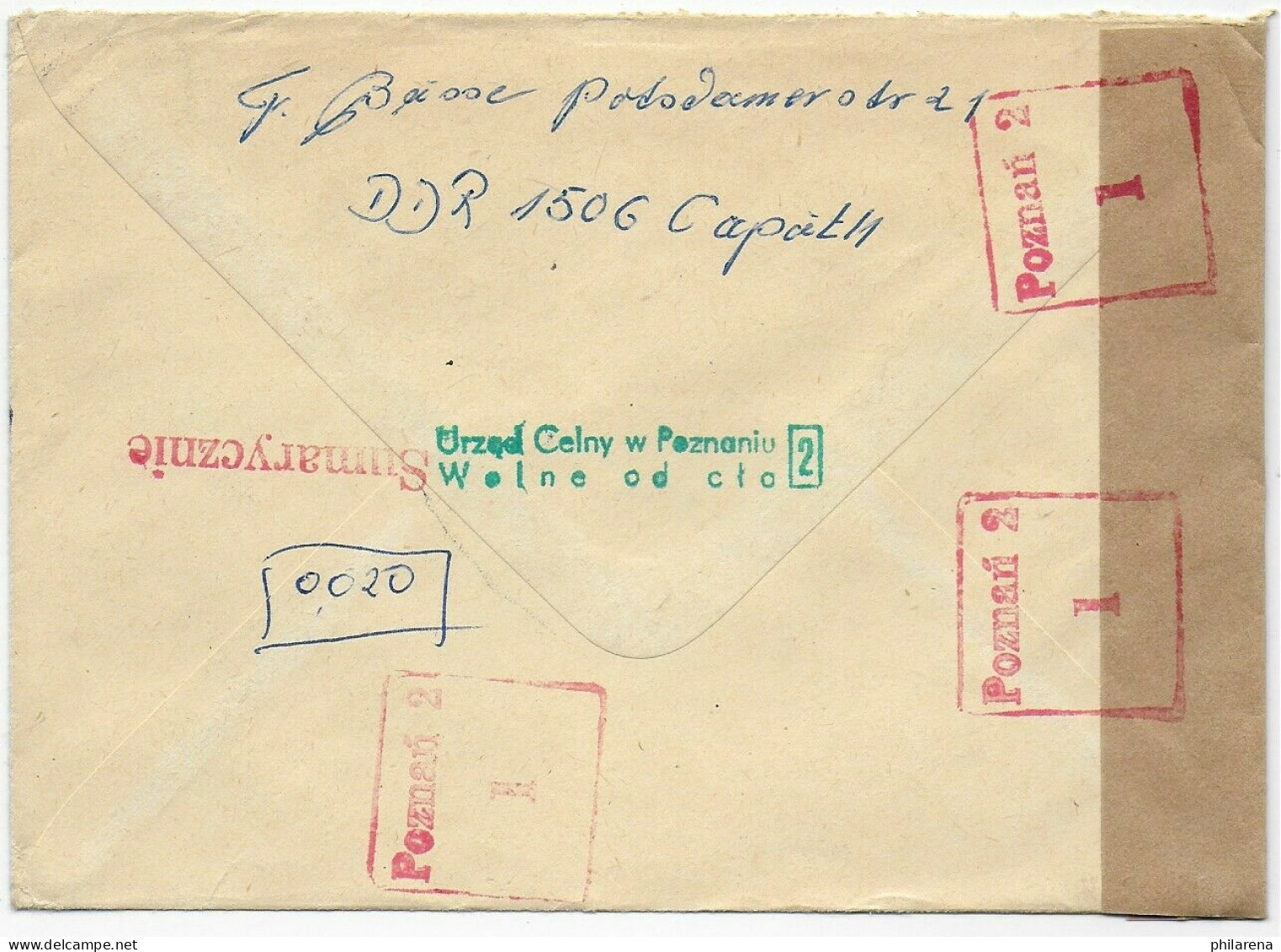 Einschreiben DDR Caputh 1979 Nach Polen: Zollkontrolle Poznan - Covers & Documents