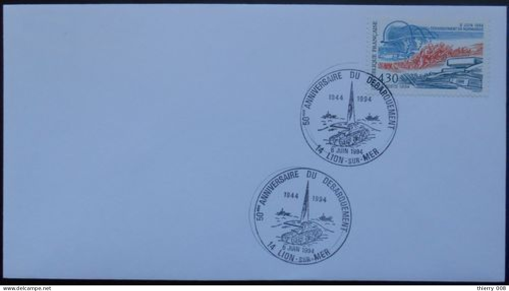 L064 Cachet Temporaire Lion Sur Mer 14 Calvados Anniversaire Du Débarquement 6 Juin 1994 - Cachets Commémoratifs