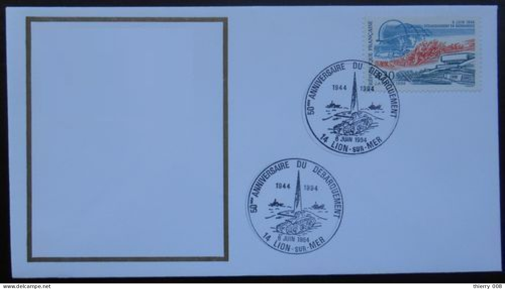 L066 Cachet Temporaire Lion Sur Mer 14 Calvados Anniversaire Du Débarquement 6 Juin 1994 - Gedenkstempel