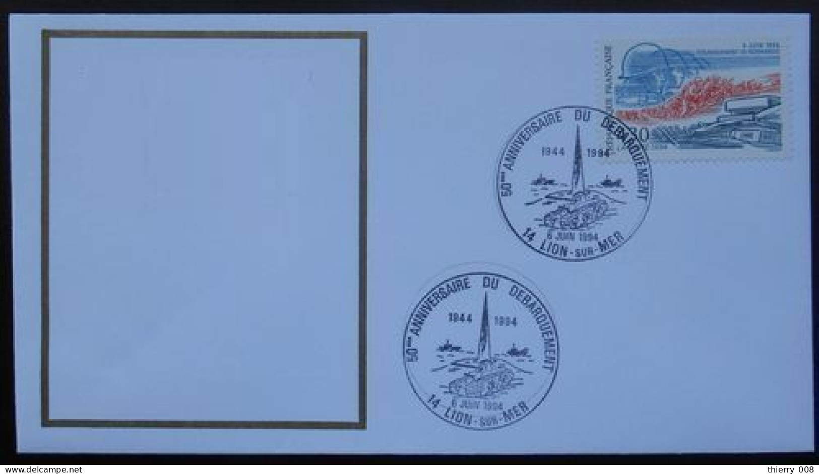 L067 Cachet Temporaire Lion Sur Mer 14 Calvados Anniversaire Du Débarquement 6 Juin 1994 - Gedenkstempel