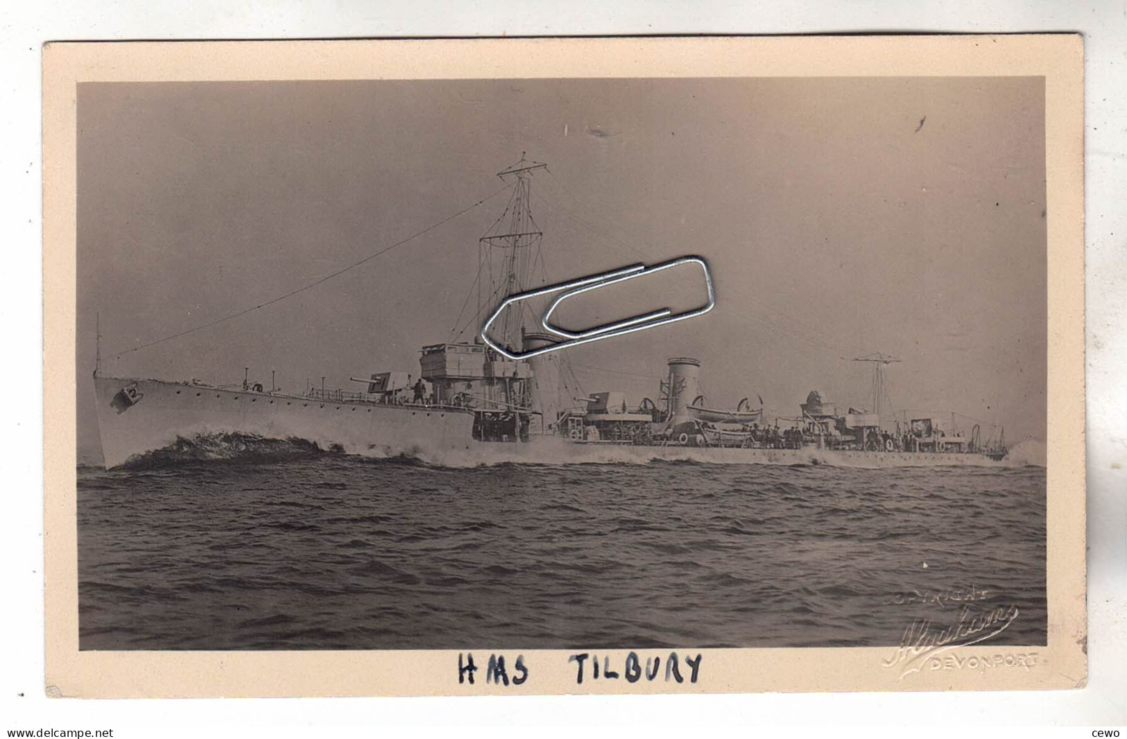 PHOTO NAVIRE DE GUERRE DESTROYER ANGLAIS HMS TILBURY - Barche